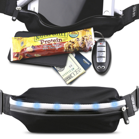 Universal Expandable Smartphone Fitness and Running Belt w/ LED Lights